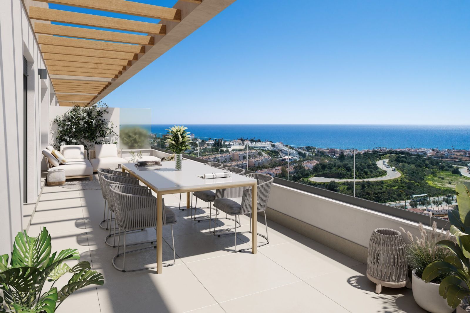 03 modern balcony dining sea view